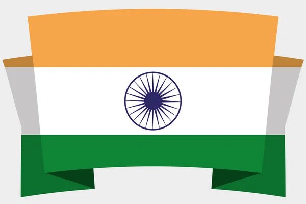 Bandiera 3D con la bandiera nazionale dell'India — Vettoriale Stock