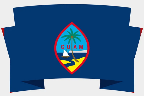 괌의 국기가 있는 3D 배너 — 스톡 벡터