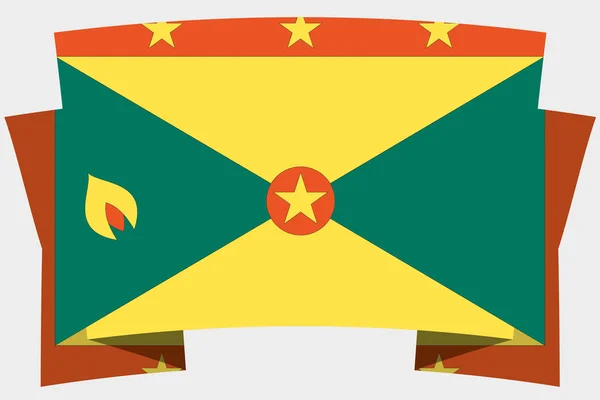 3D-banner med lands flaggan i Grenada — Stock vektor