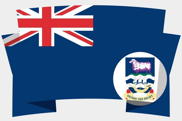 Bannière 3D avec le drapeau du pays des îles Falkland — Image vectorielle