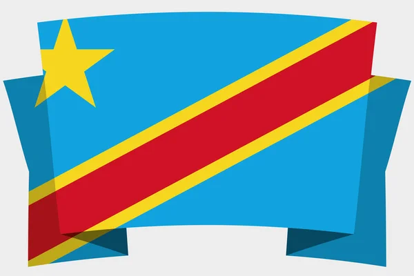 Banner 3D z flagą kraju Demokratycznej Republiki Konga — Wektor stockowy
