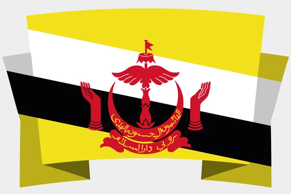 3D banner met het land vlag van Brunei — Stockvector