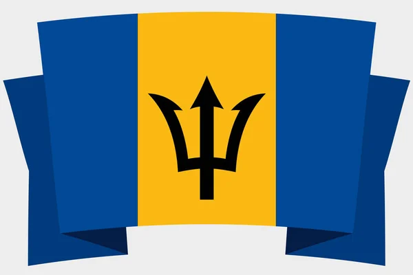 Banner 3D dengan Bendera Negara Barbados - Stok Vektor