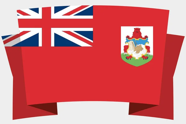 Bandera 3D con la bandera del país de las Bermudas — Vector de stock