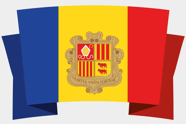 3D-banner mit der landesfahne von andorra — Stockvektor