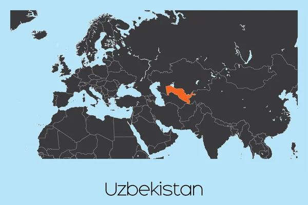 Ilustrowany kształt kraju Uzbekistanu — Wektor stockowy