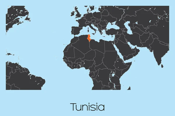 Ilustrovaný tvar země Tuniska — Stockový vektor