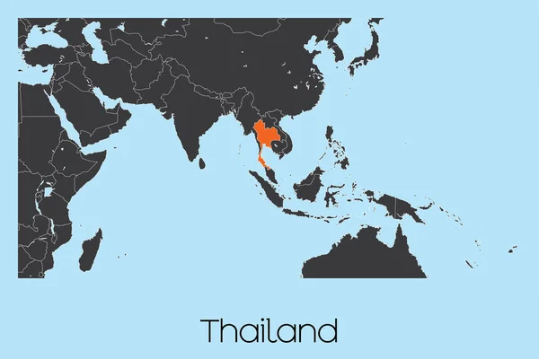 Forme de pays illustré de la Thaïlande — Image vectorielle