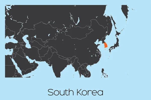 Εικονογραφημένο σχήμα χώρας της Νότιας Κορέας — Διανυσματικό Αρχείο
