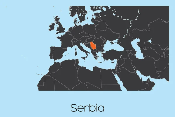 País ilustrado Forma da Sérvia — Vetor de Stock