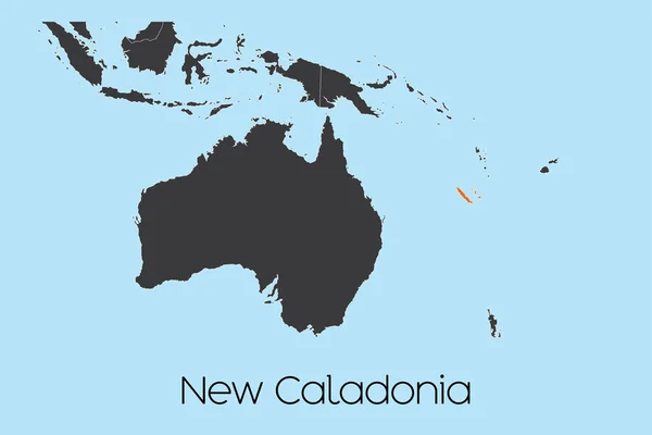 ニューカラドニアのイラスト付きカントリーシェイプ — ストックベクタ