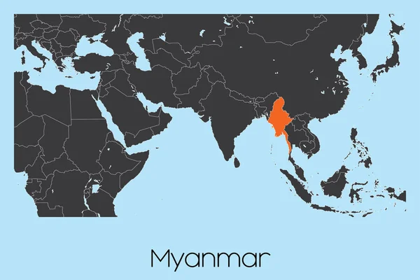 Geïllustreerde landvorm van Myanmar — Stockvector