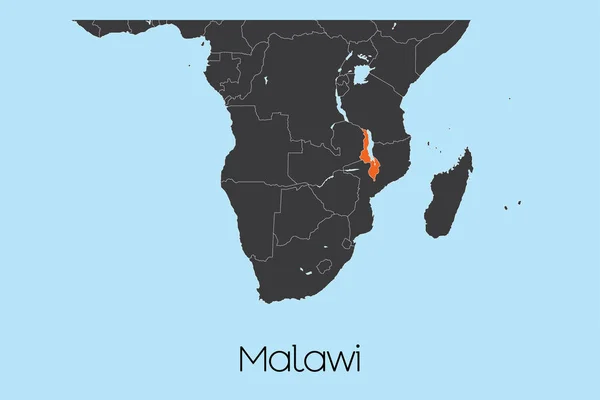 Geïllustreerde landvorm van Malawi — Stockvector