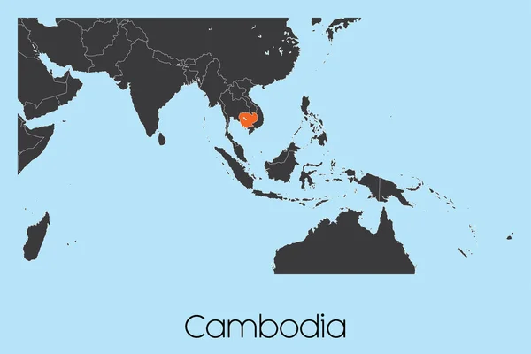 Forma de país ilustrada de Camboya — Vector de stock