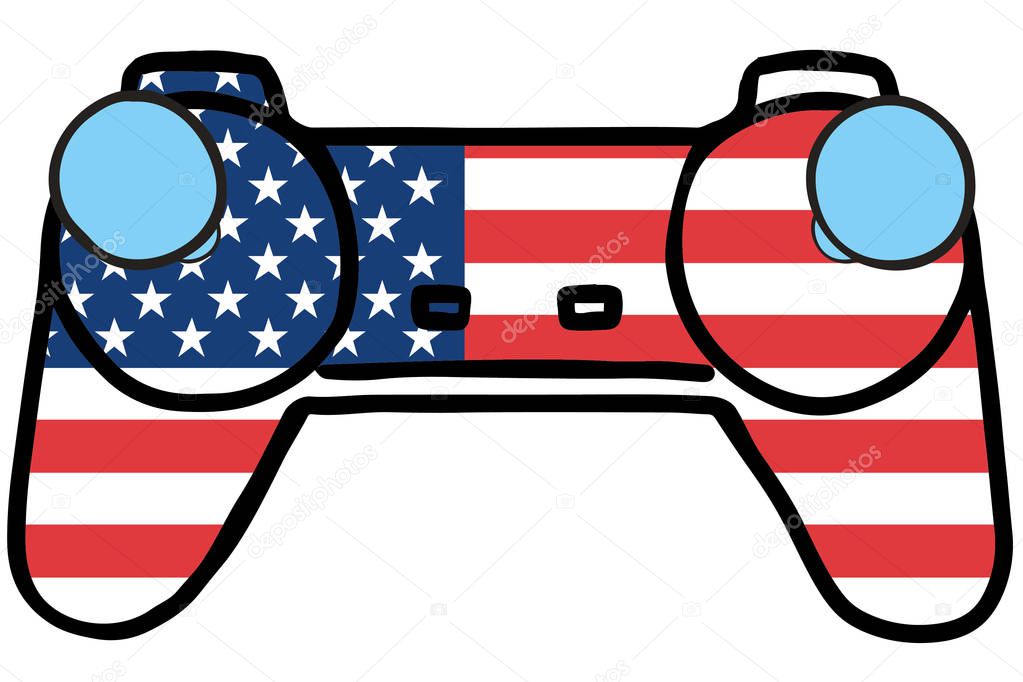 Retro Gaming Controller with the flag of  United States of Ameri