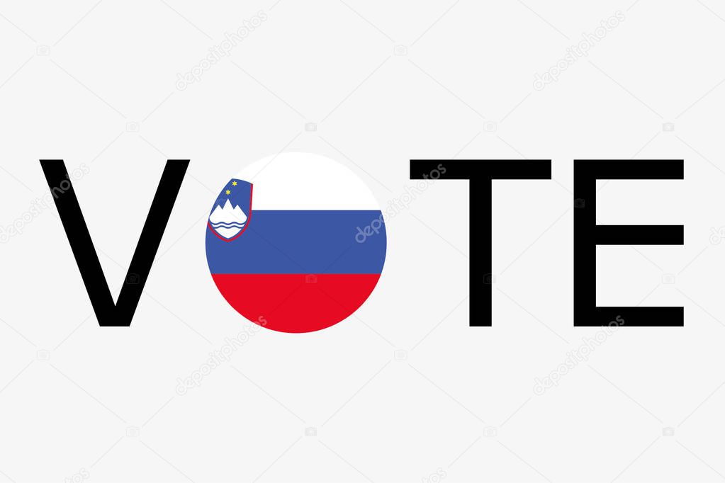 The word Vote with the dountry flag of Slovenia