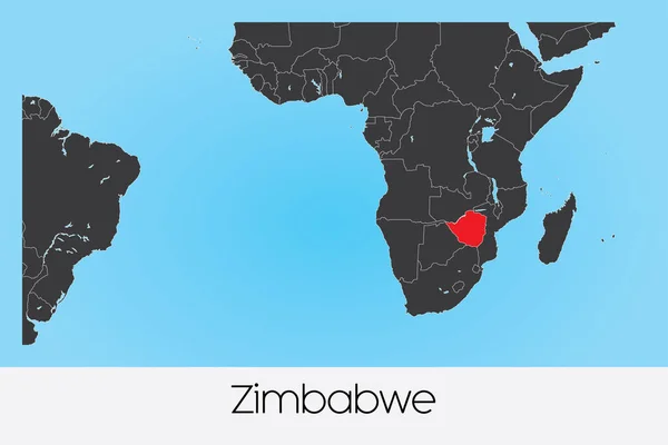 Geïllustreerde landvorm van Zimbabwe — Stockvector