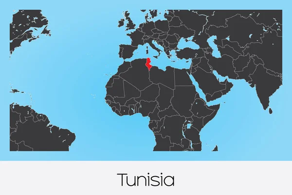 Εικονογραφημένο σχήμα χώρας της Τυνησίας — Διανυσματικό Αρχείο