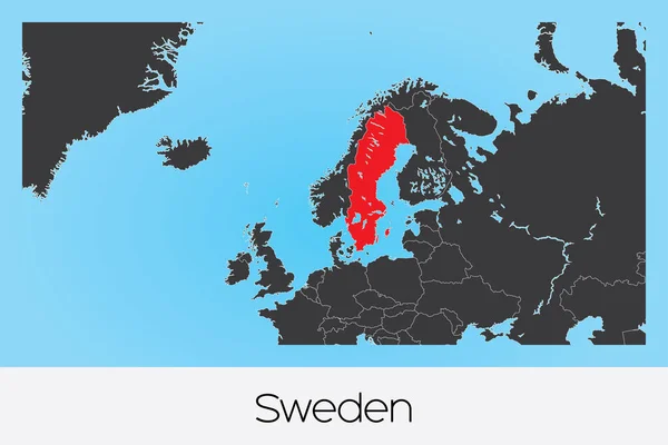 Εικονογραφημένο σχήμα χώρας της Σουηδίας — Διανυσματικό Αρχείο