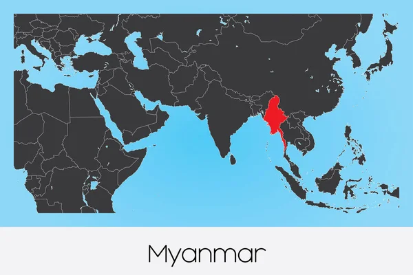 Ilustrowany kształt kraju Związku Myanmar — Wektor stockowy