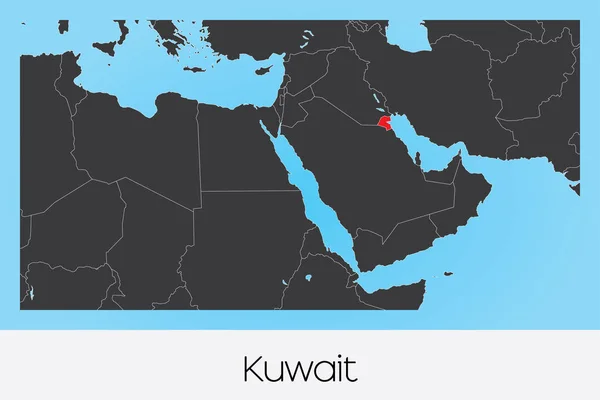Ilustrovaný tvar země Kuvajtu — Stockový vektor