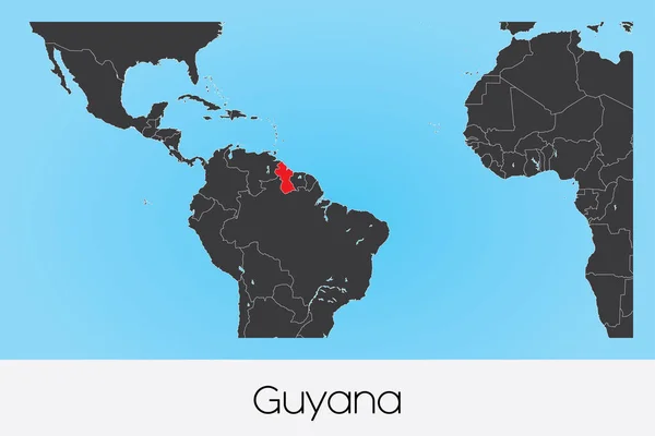 Forme illustrée du pays de Guyane — Image vectorielle