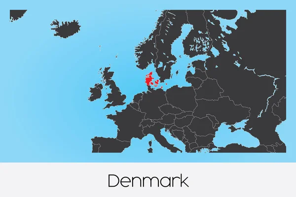 País ilustrado Forma da Dinamarca — Vetor de Stock