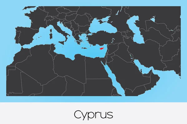 Ilustrovaný tvar země Kypru — Stockový vektor