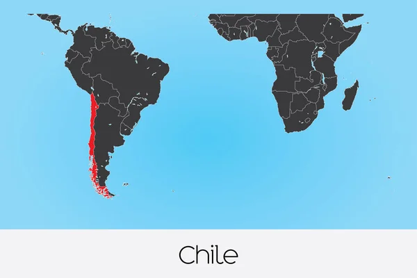 Ilustrovaný tvar země Chile — Stockový vektor