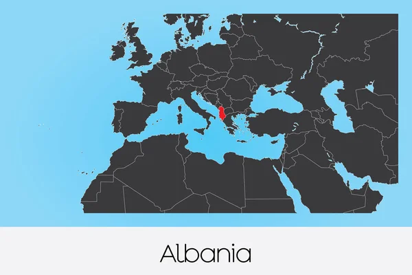 Ilustrovaný tvar země Albánie — Stockový vektor