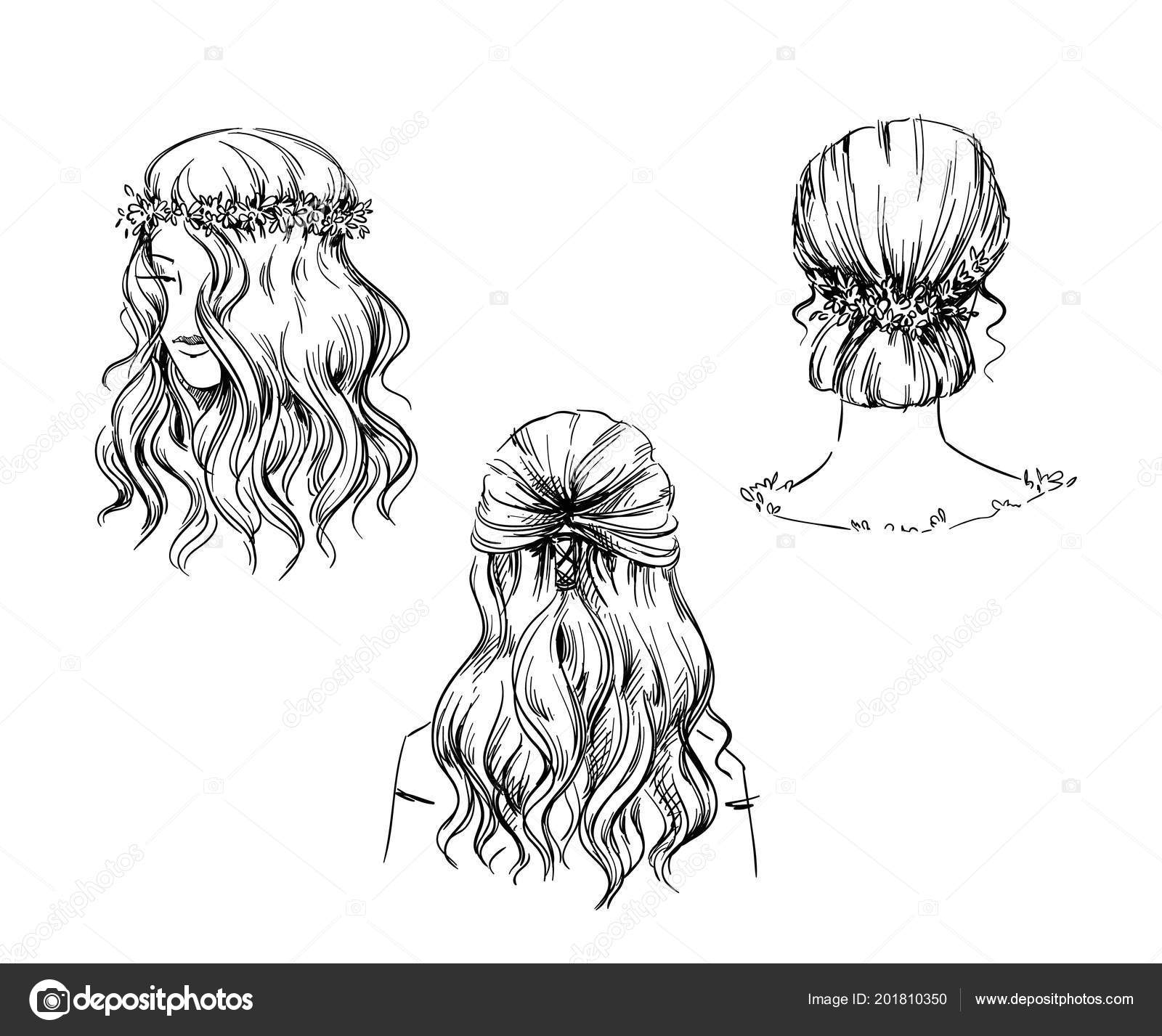 Set Hand Drawn Hairstyles Vector Sketch Fashion Illustratio Stock Vector  Image by ©kamenuka #201810350