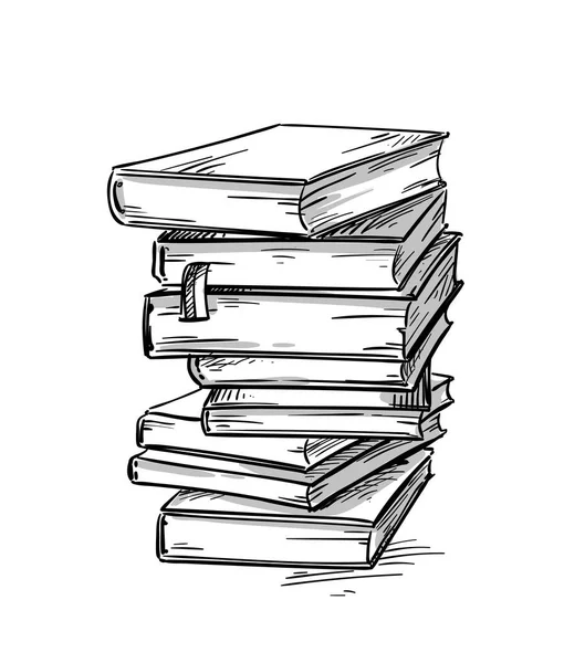 Heap Books Vector Drawing — Stock Vector