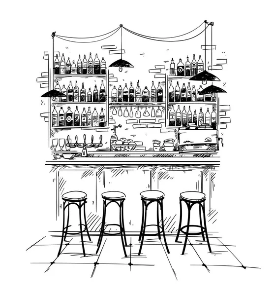 Bar interior setting, vector sketch — Stock Vector