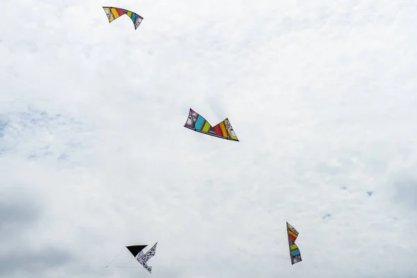 Kites flying in the sky among the clouds.Kite Festival