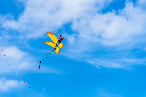 Kites flying in the sky among the clouds.Kite Festival — Stock Photo, Image