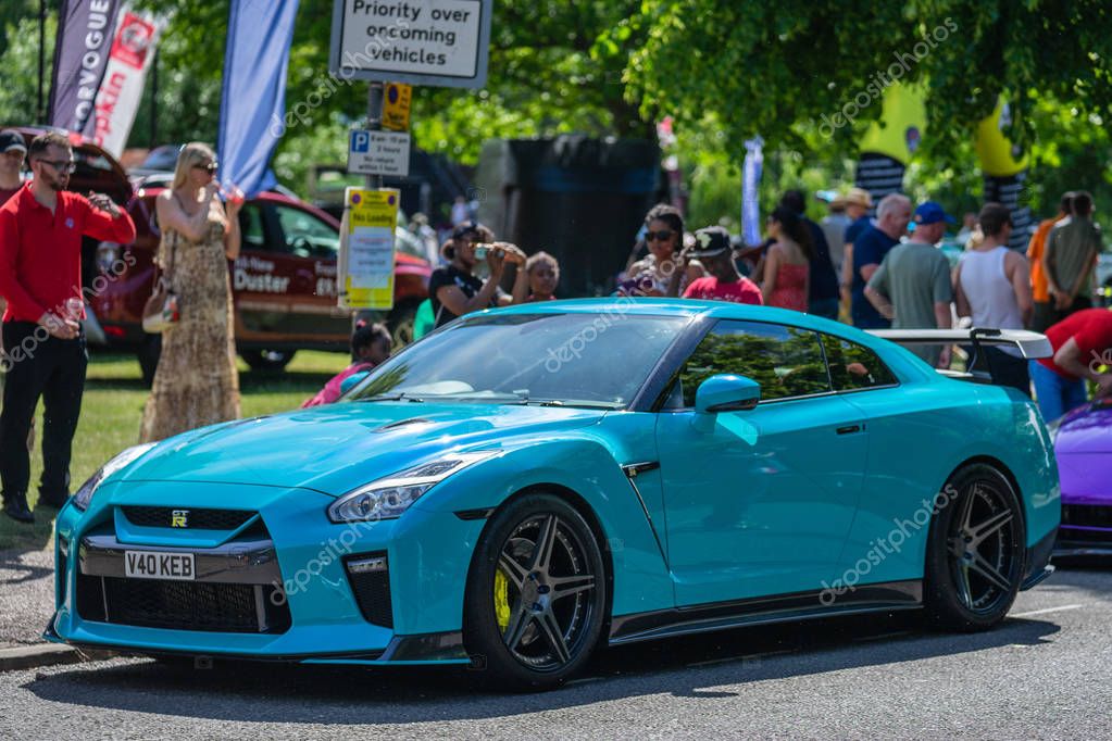 Bedford, Bedfordshire, UK June 2 2019. Fragment of Nissan GTR.