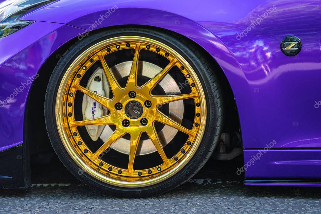 Bedford, Bedfordshire, UK June 2 2019. Fragment of Nissan 350 Z.