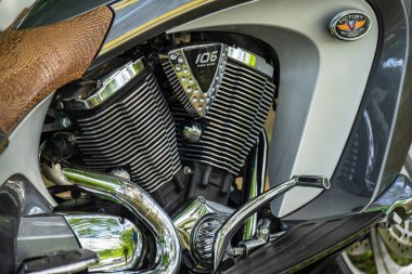 Bedford, Bedfordshire, İngiltere. 2 Haziran 2019. Motorfestivali, Zafer Motosiklet parçası