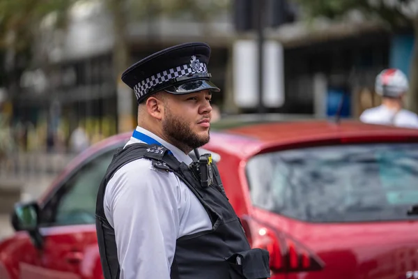 Londýn, Velká Británie, 25. srpna 2019. Notting horský karneval. Metropolitní policejní hlídka. — Stock fotografie