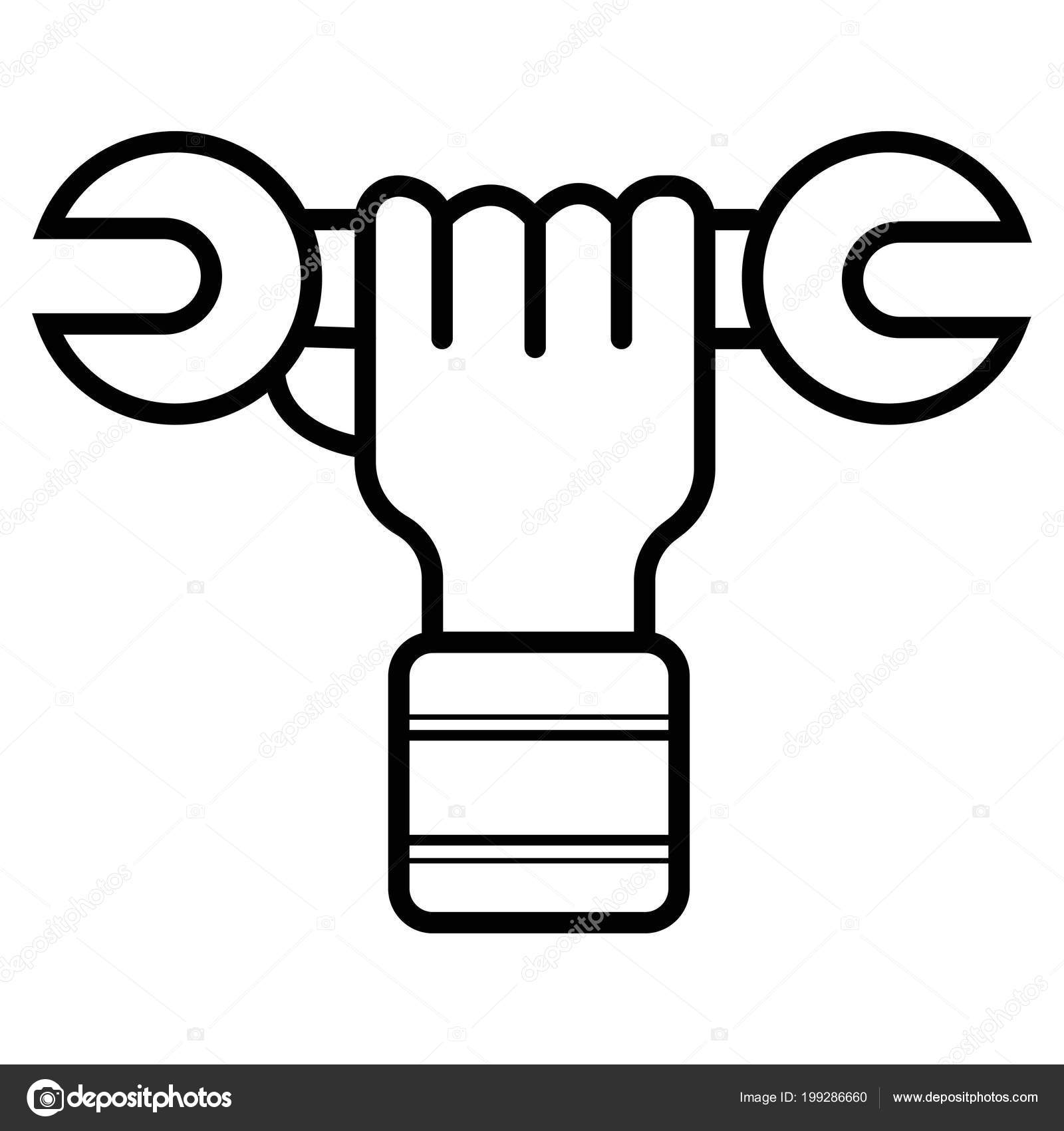 レンチを手に 白い背景 オート サービス 車修理の記号 ベクトル イラスト分離アイコン ストックベクター C Secon