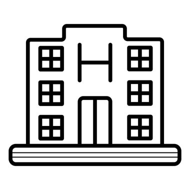 Hastane binası simgesi, vektör illüstrasyonu 