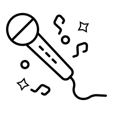 Mikrofon notlar simgesi ile çevrili. Basit, modern düz vektör çizim mobil uygulaması, Web sitesi veya masaüstü uygulama