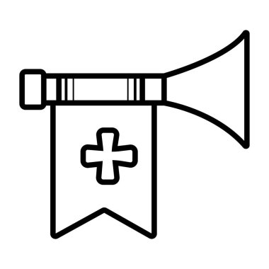 Bayrak simgesini, vektör çizim ile Ortaçağ trompet