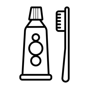 simge diş fırçası ve diş macunu, vektör çizim