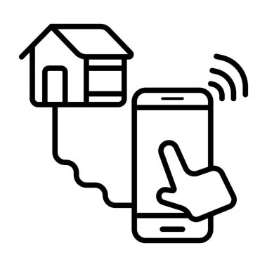 Akıllı ev, vektör çizim ile akıllı telefon