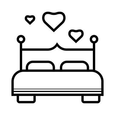 Romantik yatak kutsal kişilerin resmi, vektör çizim