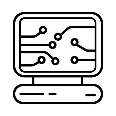 Devre levhasını işareti simgesi. Teknoloji düzeni kare simgesi. Daire ve kare düğmeleri. Düz tasarım kümesi, vektör çizim