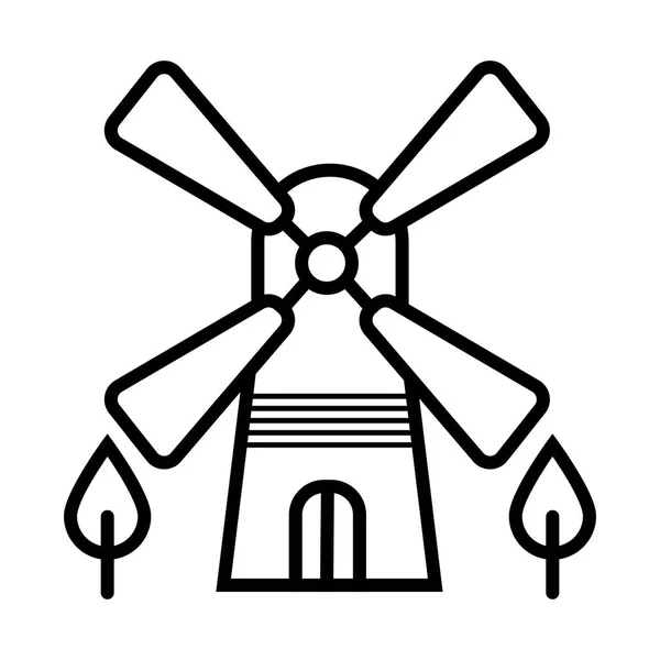 Windmill Ikonen Siluett Vektorillustration — Stock vektor
