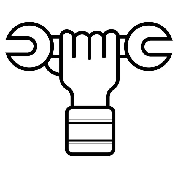 Schraubenschlüssel Der Hand Isoliertes Symbol Auf Weißem Hintergrund Autoservice Autoreparaturschild — Stockvektor