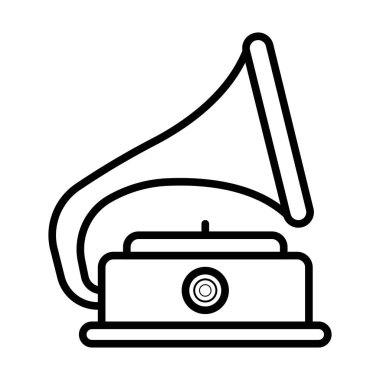 Gramaphone teknoloji retro vintage simgesi, vektör çizim
